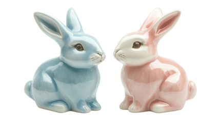 Two rabbits on transparent background