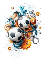 Abstract Soccer Ball Gear Explosion