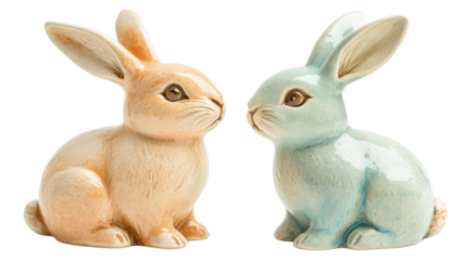 Two rabbits on transparent background