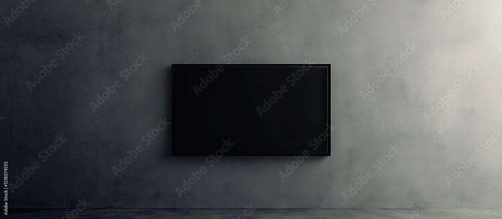 Leinwandbilder minimalist wall-mounted empty television display in a gray concrete setting inviting creative decor 