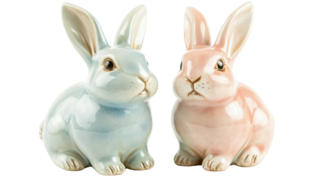Two rabbits on transparent background