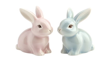 Two rabbits on transparent background