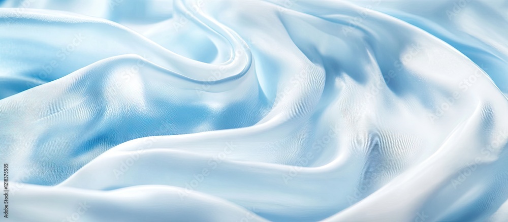 Aufkleber soft blue satin fabric draped elegantly to showcase smooth waves and light reflections, creating a s
