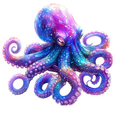 Fototapeta premium Galaxy Octopus Colorful Ocean Creature Art,