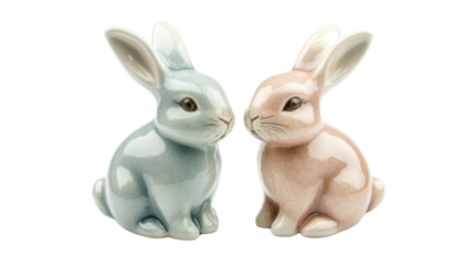 Two rabbits on transparent background