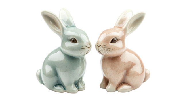 Two rabbits on transparent background