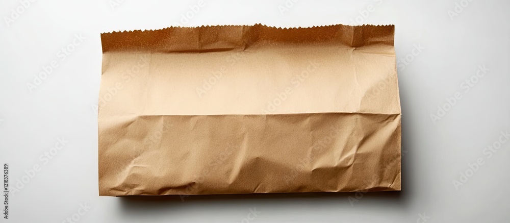 Fototapete realistic flat brown paper bag on a crisp white background featuring a folded design centered in the