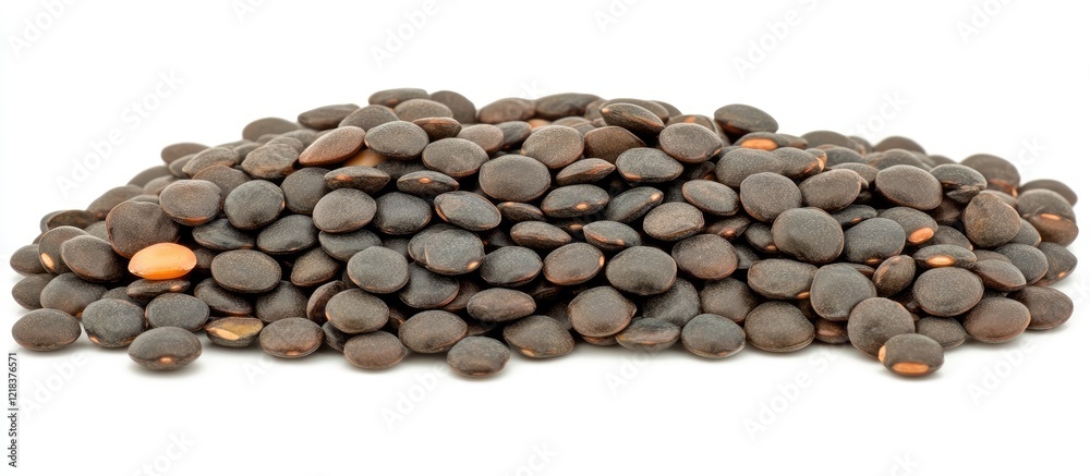 Aufkleber heap of raw black lentils on a white background showcasing their smooth texture and rich dark color 