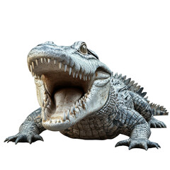 Fototapeta premium Powerful Alligator Open Mouth Black Background 3D Render,