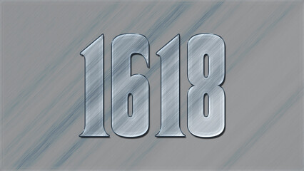 3D Glass effect number design of 1618, glassy background.
