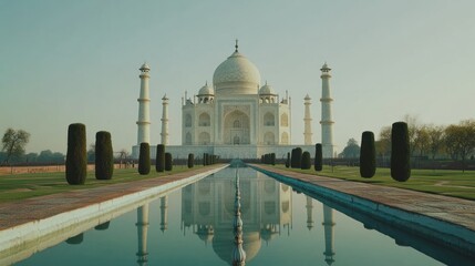 Fototapeta premium Taj Mahal: A Majestic Reflection of Indian Architectural Grandeur
