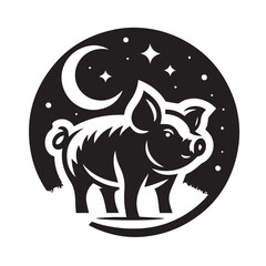 Obraz premium Cute cartoon pig illustration, perfect for children's books or farm-themed designs.