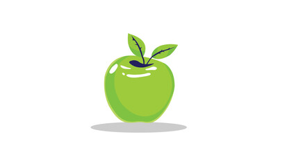 Fresh Green Apple Fruit Vector Illustration.