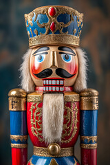 Traditional Wood Nutcracker Soldier in Vibrant Colors with Intricate Detailing and Nostalgic Charm