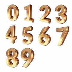 Golden 3d numbers, 3d gold numbers set, gold numbers set, 3d gold numbers, Vector golden numbers. Set of gold numbers	
