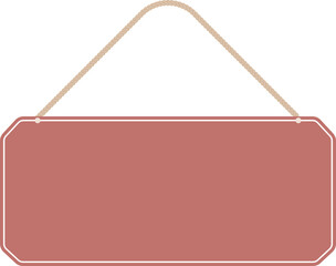 Illustration of a hanging sign board with blank copy space. Empty sign board with rope for your design. 