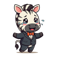 Cute Zebra Standing Cartoon Vector Icon Illustration. Animal Nature Icon Concept Isolated Premium illustration vector illustration