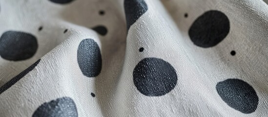 Grey fabric texture with prominent black irregular spots draped softly creates a dynamic and stylish backdrop for textile design projects.