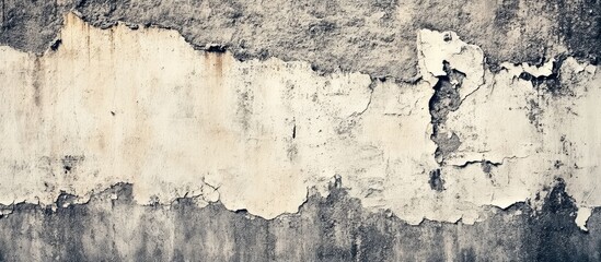 Obraz premium Vintage weathered wall texture with peeling paint in neutral tones of gray and beige, perfect for adding character to design projects.