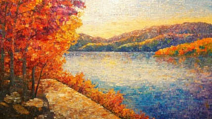 Autumn colors paint a vibrant mosaic across Mt Davis, with High Point Lake as a shimmering backdrop in southwestern Pennsylvania.