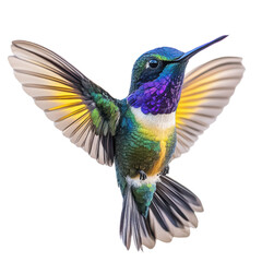 Obraz premium Vibrant Hummingbird in Flight Wings Spread Wide Jewel Toned Feathers