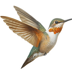 Obraz premium Hummingbird in flight detailed illustration vibrant colors nature wildlife bird art
