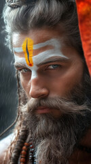 close up of aghori sadhu face