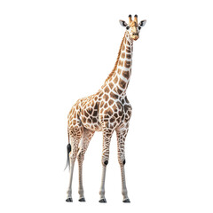 Naklejka premium Giraffe on black background tall majestic animal wildlife nature Africa safari zoo