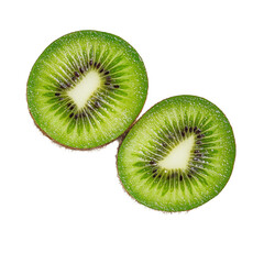 Fototapeta premium Fresh Kiwi Cut in Half Isolated on White Background