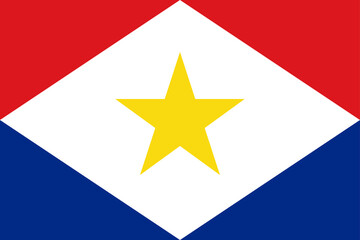 High detailed flag of Saba. National Saba flag. America. 3D illustration.