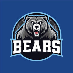 Fototapeta premium A bear logo with a fierce expression and the word Bears written below it