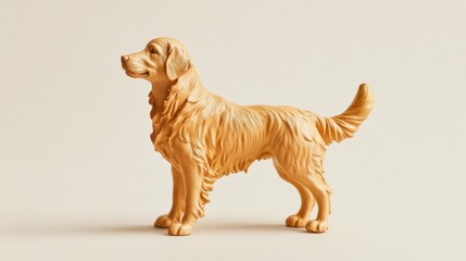 Golden dog figurine stands elegantly against a neutral background showcasing its detailed fur texture and charming expression