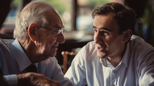 An experienced manager mentors a young colleague, AI generated image