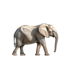 Fototapeta premium Young African Elephant Walking Against Black Background