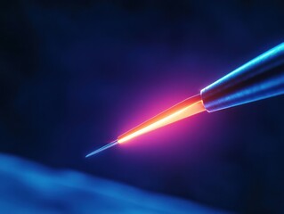 Fototapeta premium Laser scalpel closeup medical innovation -tech surgery sterile environment precision focus glowing edge