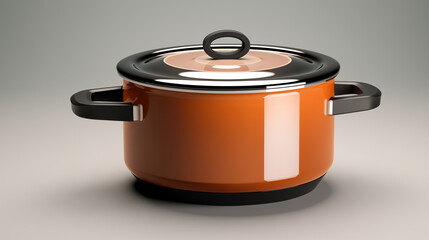 A vibrant orange cooking pot with a glossy finish, featuring a black handle, perfect for home cooking and stylish kitchens