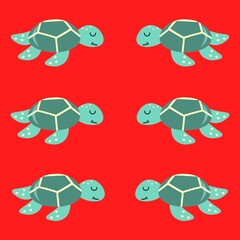 Seamless pattern with sea turtle. Sea or ocean underwater life background