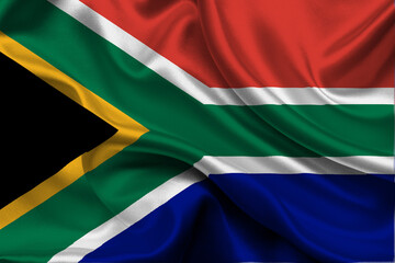 High detailed flag of South Africa. National South Africa flag. Africa. 3D illustration.