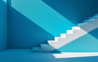 Fototapeta premium Blue gradient background, flat design, simple, minimalistic, with empty space in the center of the picture.