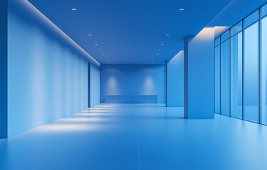 Fototapeta premium Blue gradient background, flat design, simple, minimalistic, with empty space in the center of the picture.