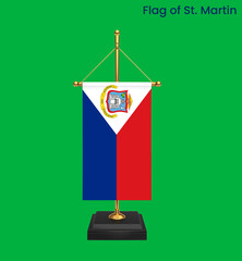 High detailed flag of St. Martin. National St. Martin flag. North America. 3D illustration.