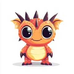 Charming cartoon dragon character poses confidently in a playful style, showcasing bright colors and large expressive eyes against a clean, simple background