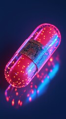 Innovative smart pill design laboratory tech imagery -tech environment macro view advanced medicine concept