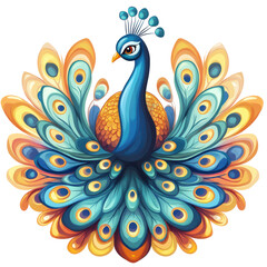 Obraz premium Majestic Peacock Colorful Feathers Bird Art Design,