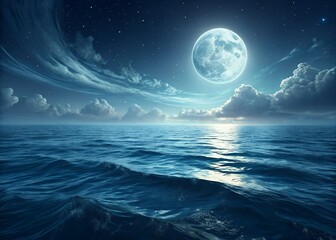 moon over water with a picturesque sea view providing a summer
