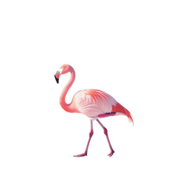 Fototapeta premium Pink Flamingo Walking on Black Background Exotic Bird Wildlife Nature