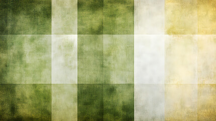 A digital art piece featuring an abstract background with green, yellow, and white squares arranged in a geometric pattern. The colors create a sense of calmness, while the soft texture adds 