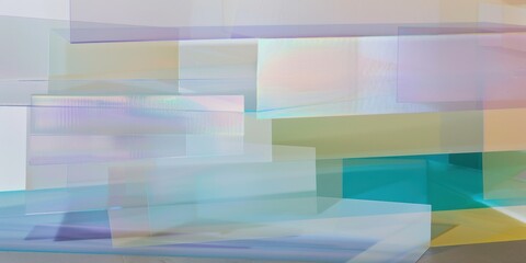 Obraz premium Abstract geometric light patterns with multicolored overlay and layered illusions