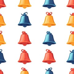 Flat style seamless pattern bell, evenly spaced graphics, isolated on white