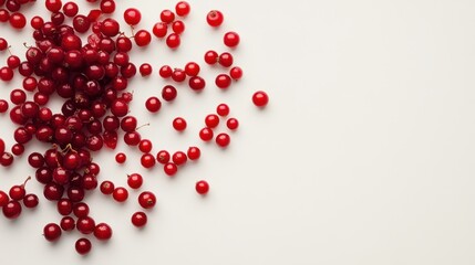 Fresh red cranberries scattered on white background Eat A Cranberry Day
